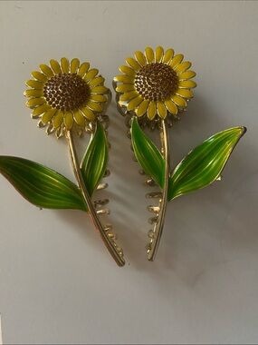 Yellow Sunflower Leaf Hair Clips - Women Accessories
